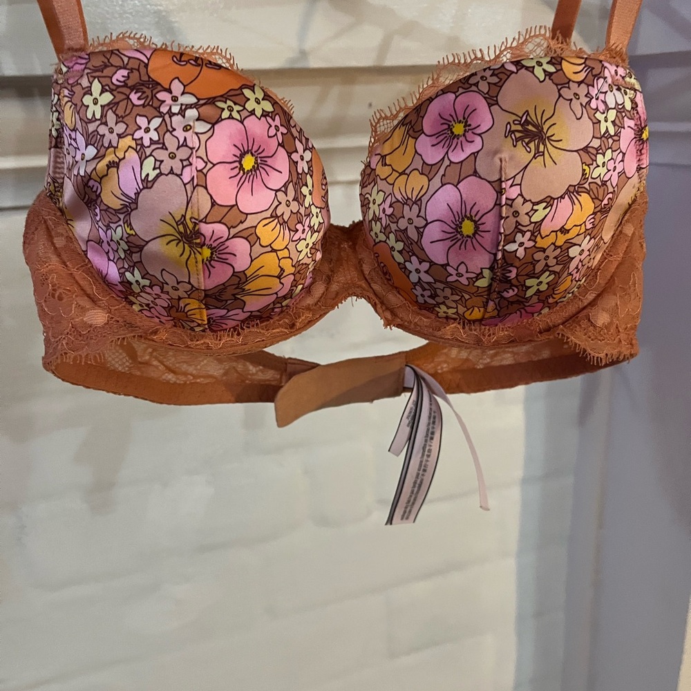 Victoria's Secret Coppery Orange Floral Bra